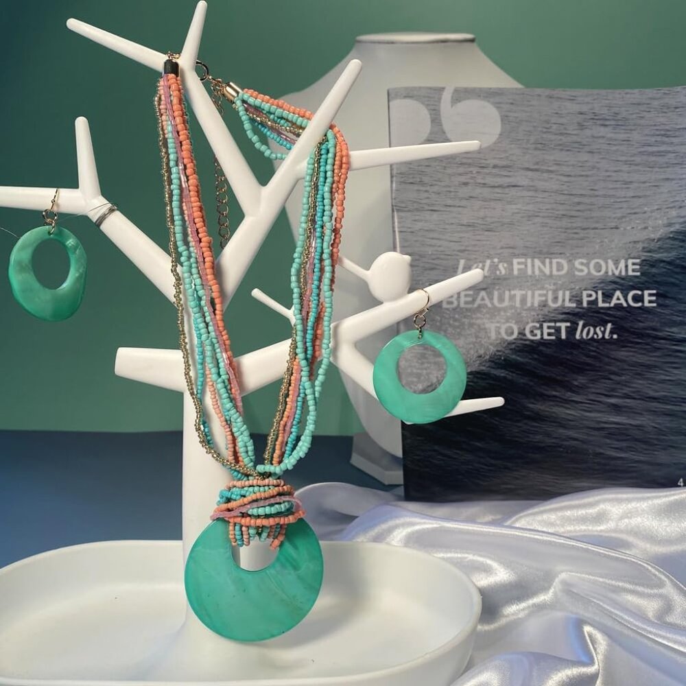 Multi Strand Statement Colorful Beaded Necklace W… - image 4